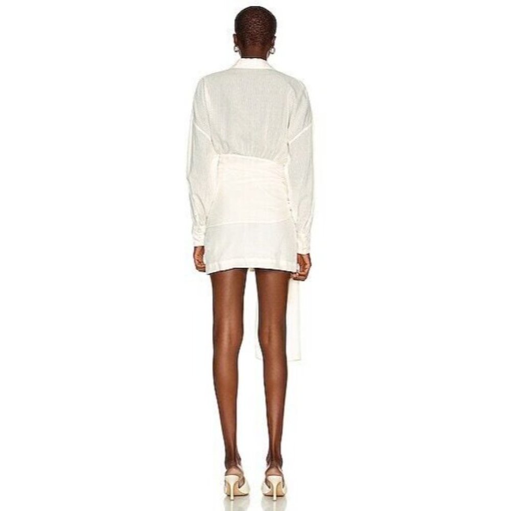 Atoir Ava Dress Natural White Mini Long Sleeve Tie Front - Picture 5 of 6